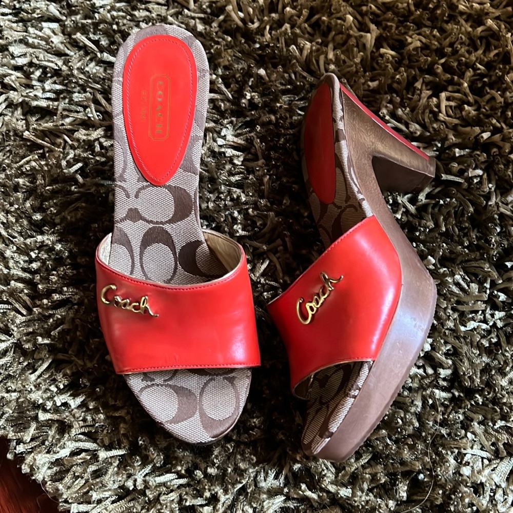 Orange Coach shoes. Gently worn but like new. Size 8.